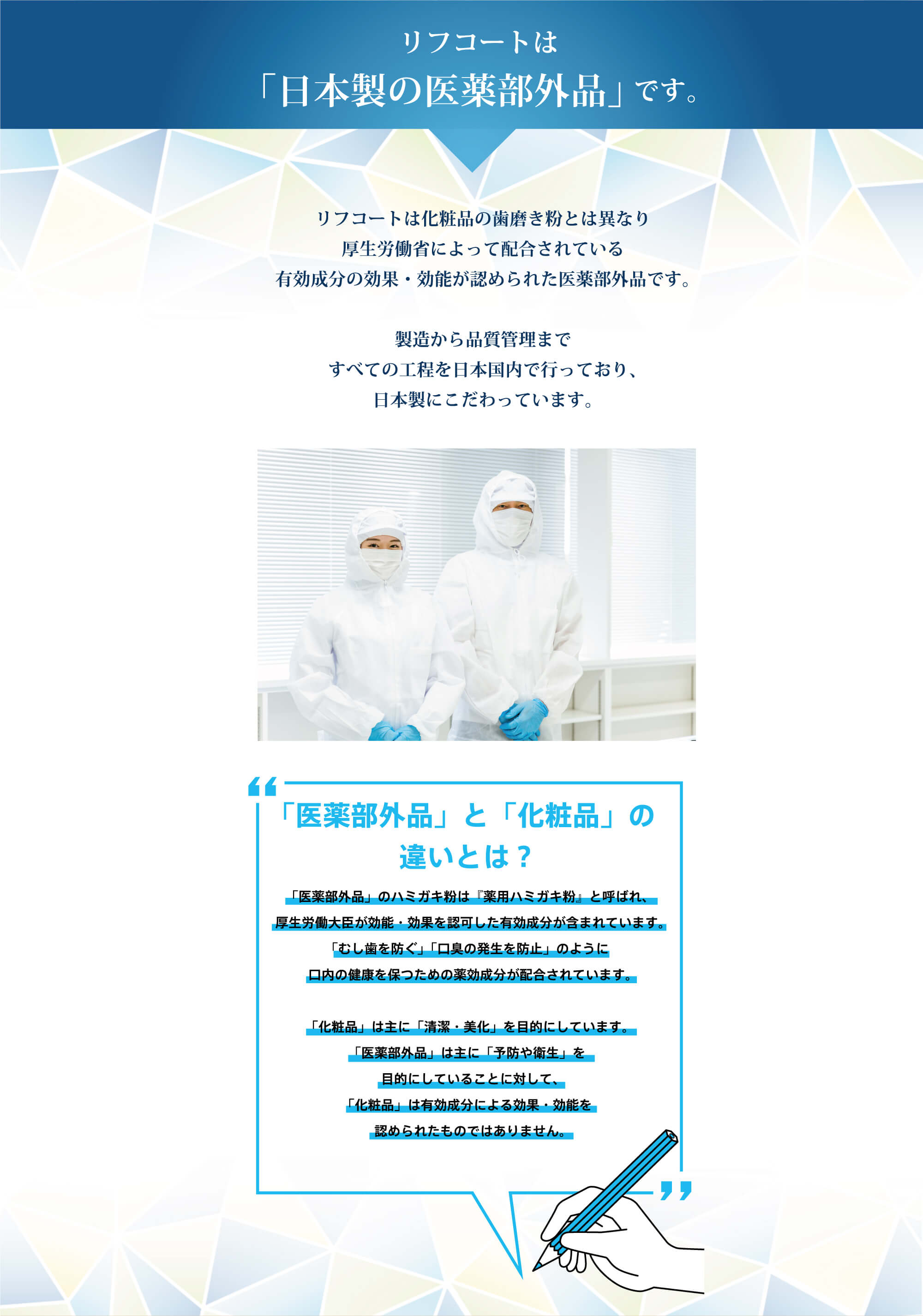 リフコートは『日本製の医薬部外品』です。